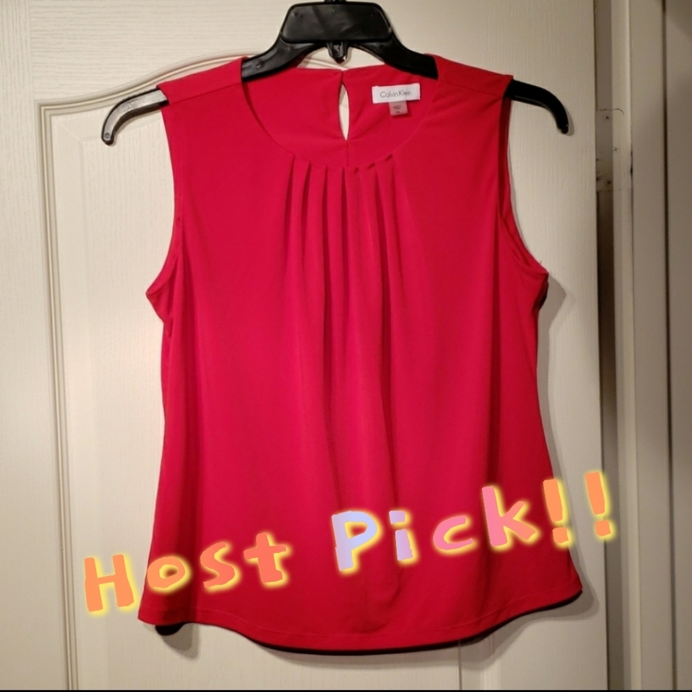 Calvin Klein Red Sleevless Blouse
